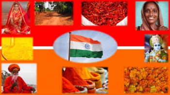 India,colours,black,white,red,orange,blue,religion,spirituality,Holi,Navratri,Durga,colour code,red dot on the forehead